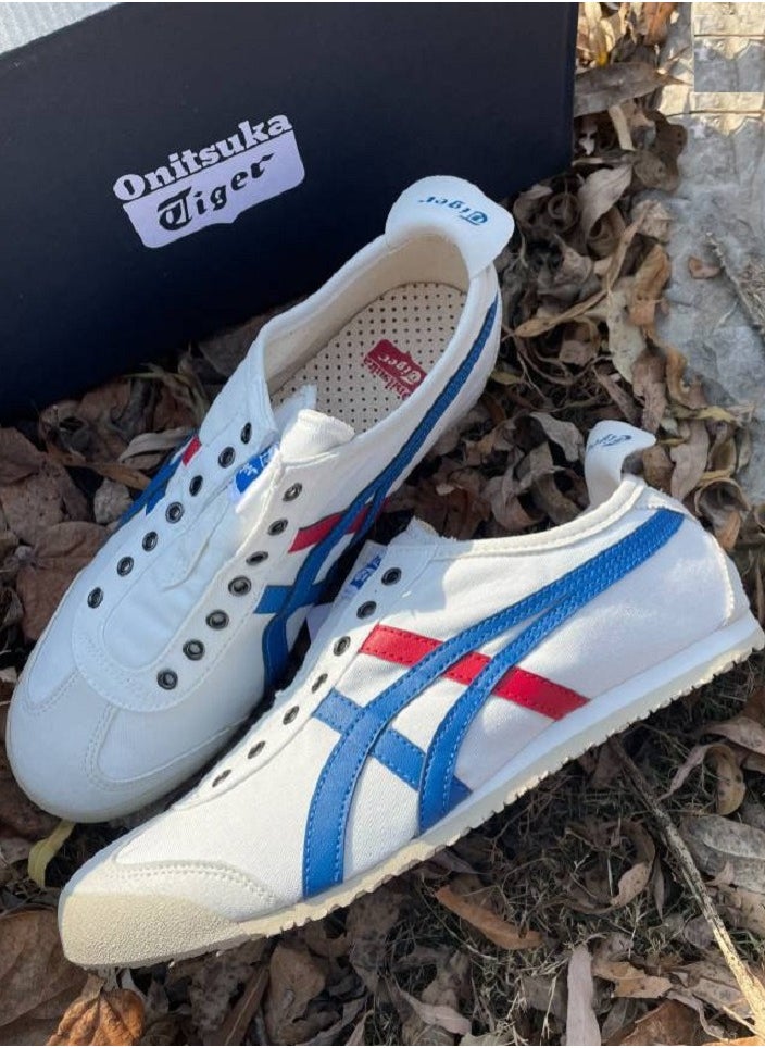 Onitsuka Tiger - MEXICO 66 Slip-On Canvas Casual Colorblock Sneakers White/Blue/Red - Image 1