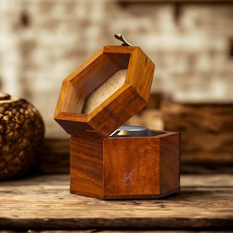 Royal Craft Expertise صندوق ساعة مفرد للرجال - علبة ساعة سفر من خشب الورد الداكن مع غطاء زجاجي | منظم فاخر | صندوق عرض ساعات الرجال - هدية عيد الحب - Image 3