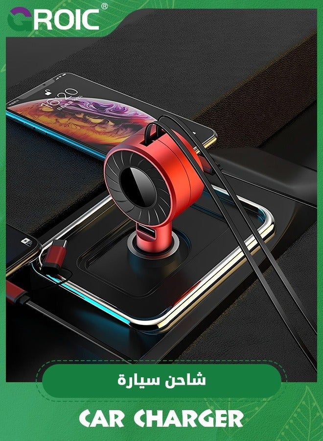 GROIC Retractable Car Charger with Cords, Small Fast Charge Phone for iPhone and Android, Compatible 16/15/14/13/12/11 Pro Max Samsung  - Image 4
