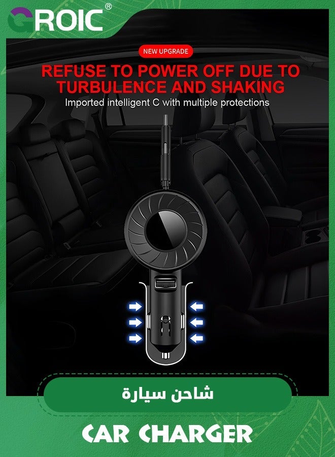 GROIC Retractable Car Charger with Cords, Small Fast Charge Phone for iPhone and Android, Compatible 16/15/14/13/12/11 Pro Max Samsung  - Image 3