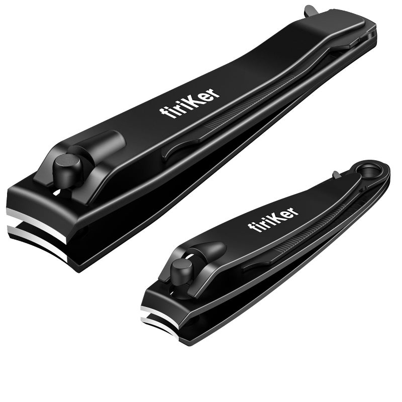 firiKer Nail Clippers Set, Heavy Duty Black Matte Stainless Steel Nail Clipper with Nail File,Fingernail and Toenail Clipper Cutters, Nail Clipper Tools Gift for Men & Women - Image 1