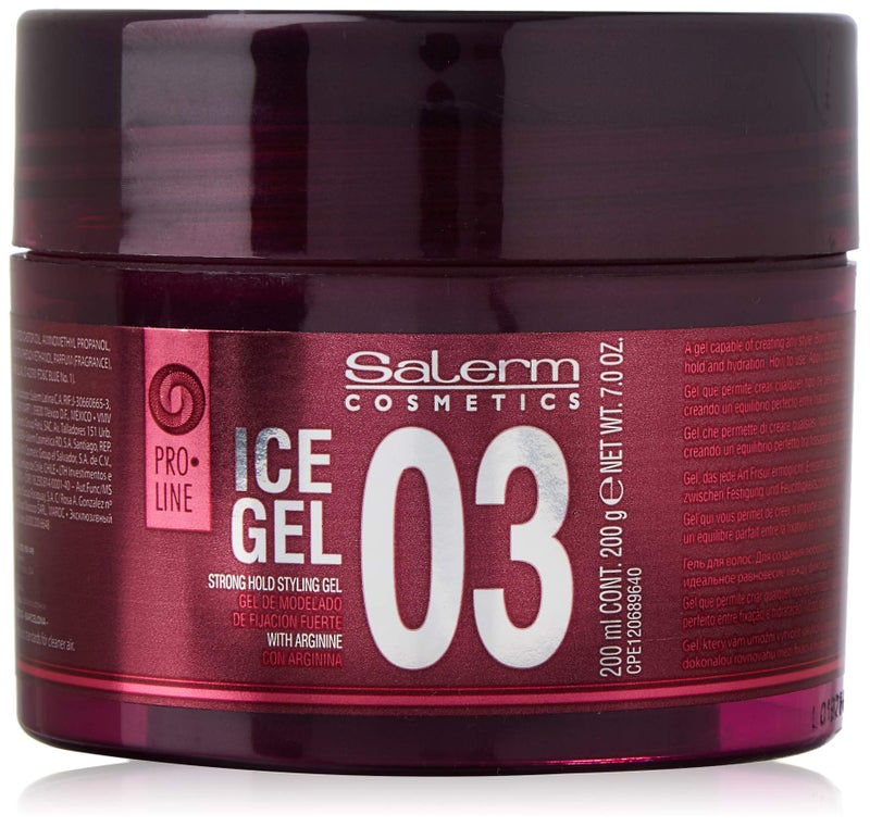 SALERM  Hair Styling Gel  Ice Gel 03200 ml  Strong Hold  Wet Look Gel  Hair Hold and Hydration  With Arginine  Strengthens Hair Fiber