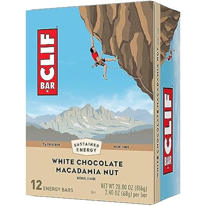 CLIF BAR - White Chocolate Macadamia Nut Flavor - Made with Organic Oats - Non-GMO - Plant Based - Energy Bars - 2.4 oz. (12 Pack) - Image 1