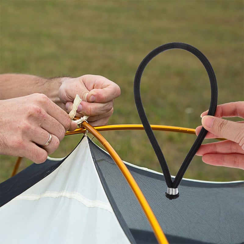 6pcs Replacement Black Bungee Cords 8mm X 19cm Elastic Shock Cords for Tent and Trampoline Tie-Downs, Marine Grade Elastic Ropes for Outdoor Camping and Kayak Securement - Image 5