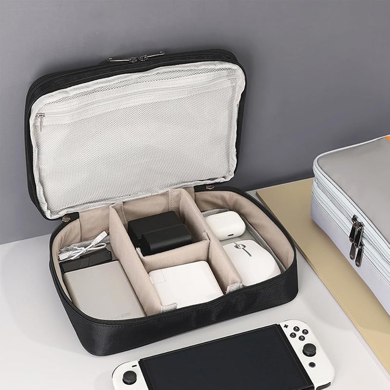 SYOSI Electronics Organizer Travel Case, 3-Layers Water Resistant Cable Organizer Bag for Travel Essentials, Gifts for Men, Storage Bag for Camera Accessories, Phone, Cord & Tablet (Black) - Image 3