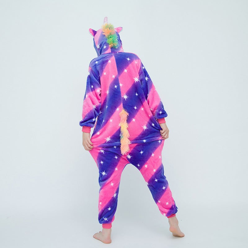 Couple Flannel Cartoon Onesie Pajamas Winter Colored Diamond Tianma