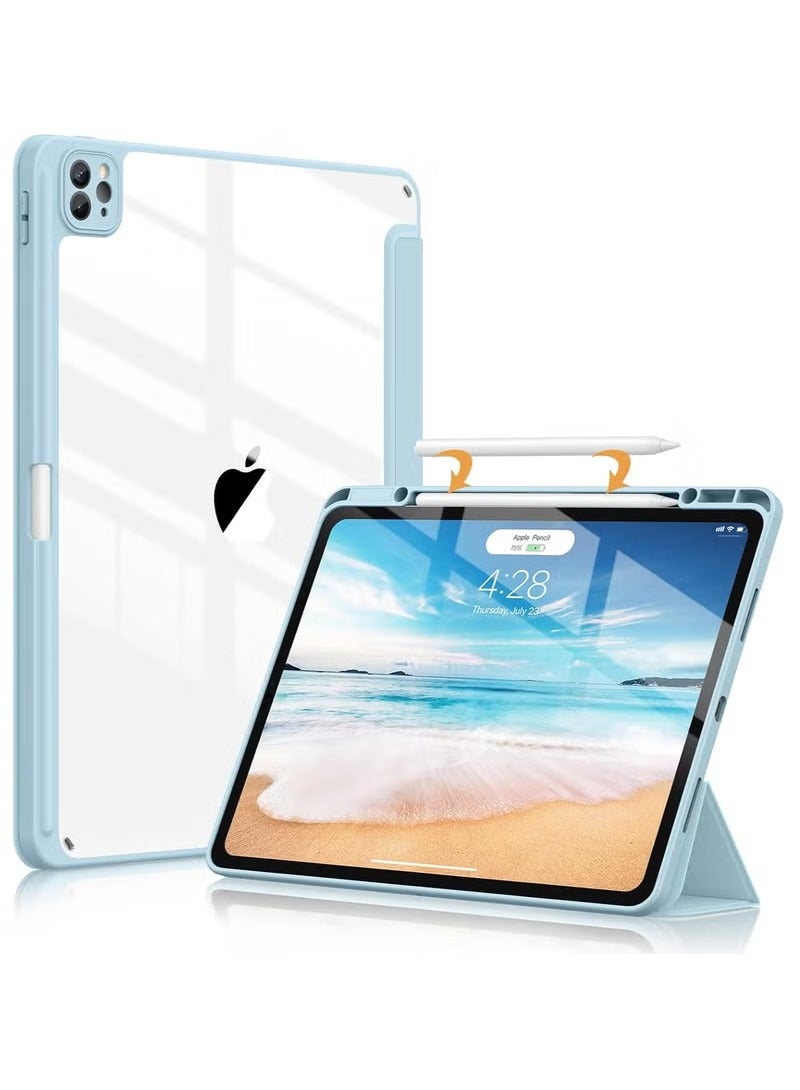 MIGOFAST Case for iPad Pro 12.9 Inch 2022 2021 2020 2018 with Pencil Holder Slim Stand Protective Cover with Clear Transparent Back Shell for iPad Pro 12.9 inch Tablet Support Auto Wake Sleep - Image 1
