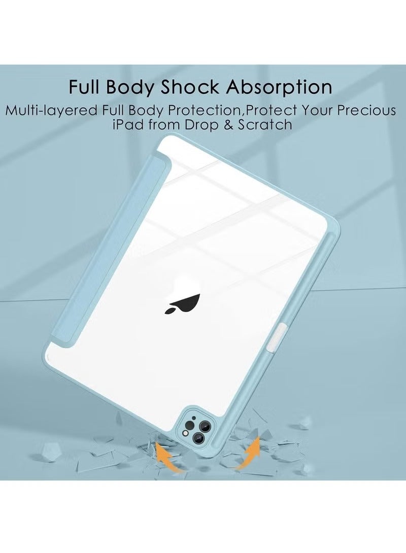 MIGOFAST Case for iPad Pro 12.9 Inch 2022 2021 2020 2018 with Pencil Holder Slim Stand Protective Cover with Clear Transparent Back Shell for iPad Pro 12.9 inch Tablet Support Auto Wake Sleep - Image 5