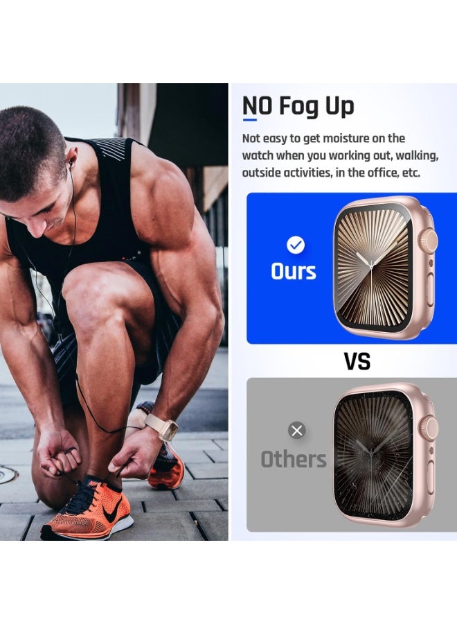 OLYSON 2 in 1 Waterproof Case Compatible for Apple Watch Series 11/10 Screen Protector 42mm, 360 Protective Glass Face Cover Hard PC Bumper + Back Frame for iWatch Accessories 42 mm, Original Rose Gold  ﻿ - Image 4