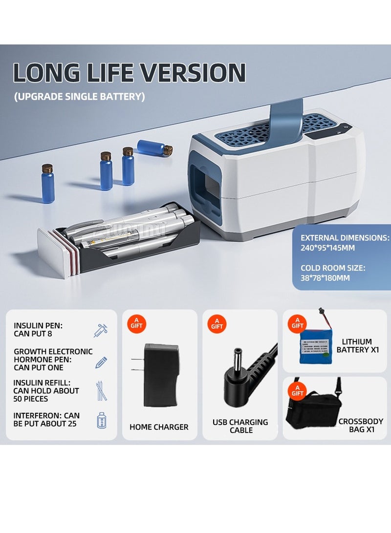مبرد محمول، قابل لإعادة الشحن عبر USB، قابل لإعادة الشحن، للاستخدام في السيارة والمنزل، درجة حرارة قابلة للتعديل، رائع للتخزين البارد - أزرق + بطارية*1 - Image 1