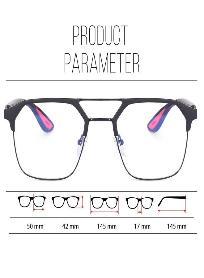 TheDarker Eyeglasses Square Spectacles Clear Anti Blue Ray Blocking BlueCut Anti Glare Reduce zero Power Mobile computer Laptop Gaming protection For Men & Women (Free Size) (Italic Black/Clear) - Image 4