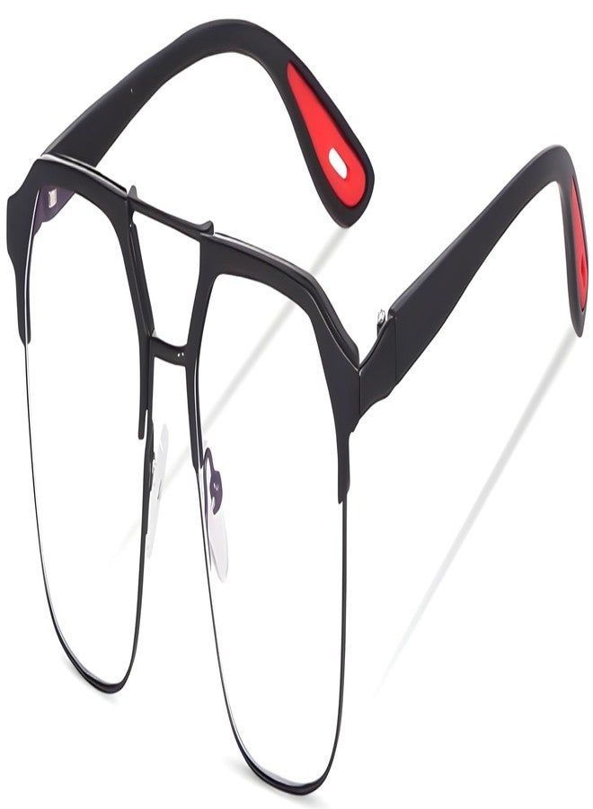 TheDarker Eyeglasses Square Spectacles Clear Anti Blue Ray Blocking BlueCut Anti Glare Reduce zero Power Mobile computer Laptop Gaming protection For Men & Women (Free Size) (Italic Black/Clear) - Image 3