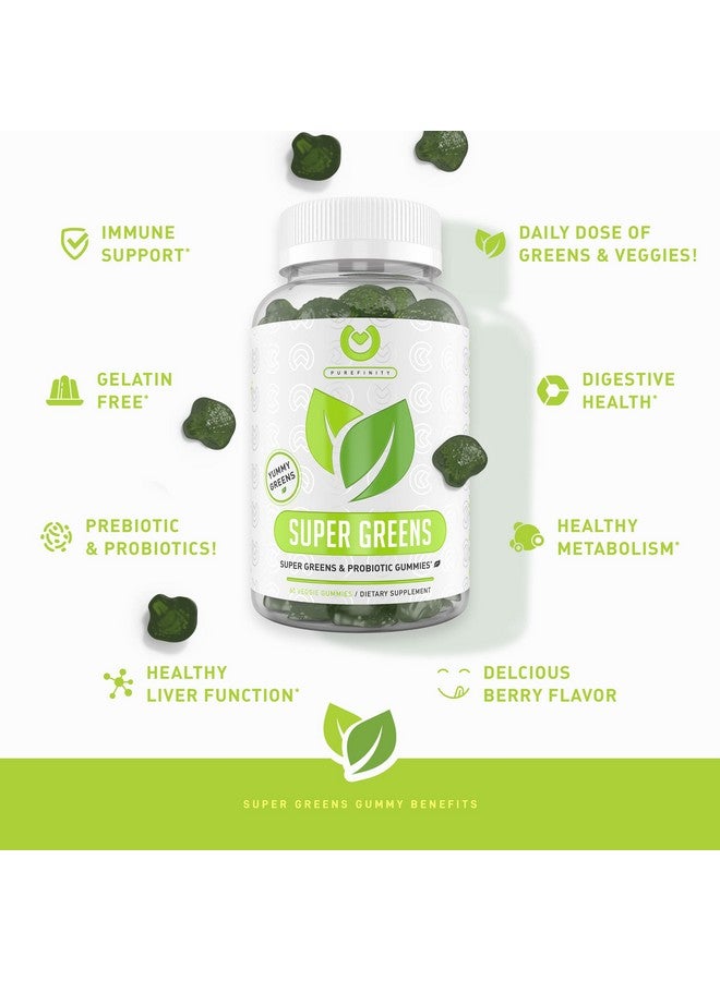 PUREFINITY Greens Superfood Gummies Super Greens Gummy With Spirulina Alfalfa Beet Root Powder Digestive Enzymes Prebiotics & Probiotics For Immune & Digestive Health Plus Natural Energy 60 Gummies. - Image 4