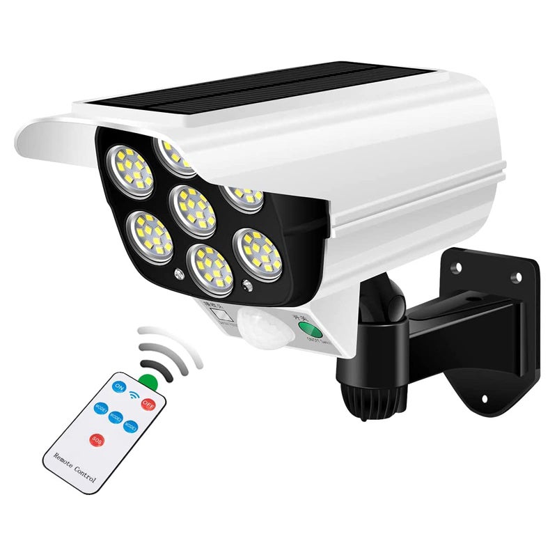 Andoer LED Solar Lights Outdoor Motion Sensor Fake Camera Light 2000 Lumens 77 LED Beads 3 Modes 360° Rotatable Spotlight IP65 Waterproof for Garden