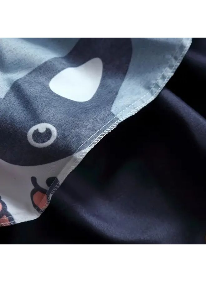 Blue Microfiber Fitted Sheet For Twin Cartoon Dog Print Deep Pocket - Image 5