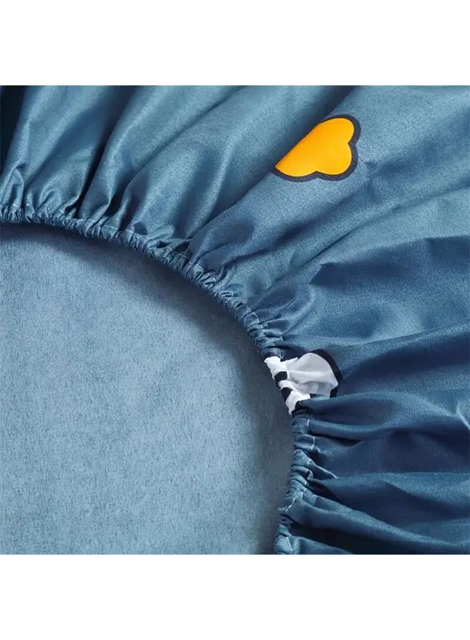 Blue Microfiber Fitted Sheet For Twin Cartoon Dog Print Deep Pocket - Image 4