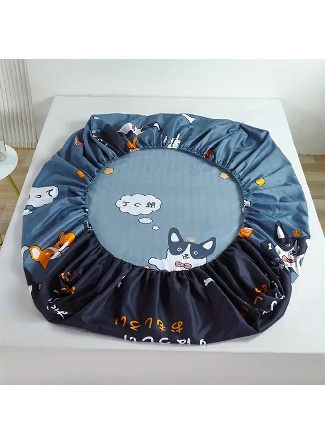 Blue Microfiber Fitted Sheet For Twin Cartoon Dog Print Deep Pocket - Image 3