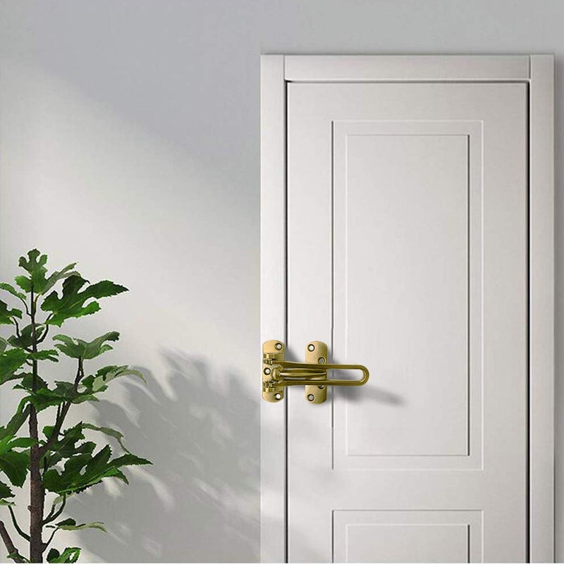 زيزن قفل معزز للباب من Saisn، قفل شريط متأرجح لأمن المنزل، أقفال الأبواب الأمامية للأطفال، سبائك الألومنيوم الصلبة السميكة (ذهبي) - Image 5