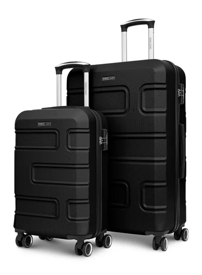 PARAJOHN Series Set of 2 Luggage | Lightweight Small 10KG & Large 30KG ABS Double Wheels Trolley Hardsided Travel Suitcase - Black
