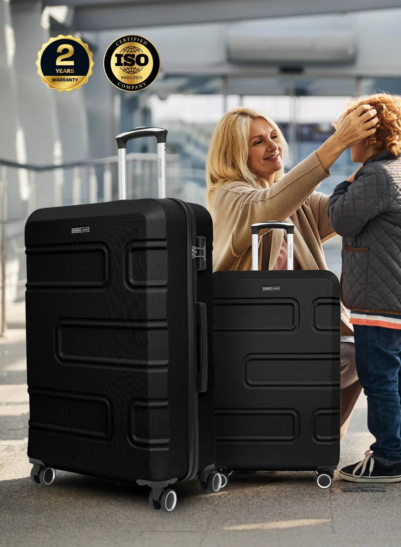 PARAJOHN Series Set of 2 Luggage | Lightweight Small 10KG & Large 30KG ABS Double Wheels Trolley Hardsided Travel Suitcase - Black