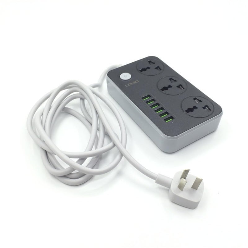 ZAMZIN Power Strip Extension Cord 3 Outlets, 6 USB Ports, 2M Heavy-Duty Wire, 3250W Surge Protection, Universal Power Socket, Fast Charging, Flame Retardant, Space-Saving Design, Safe for Home & Office - Image 3