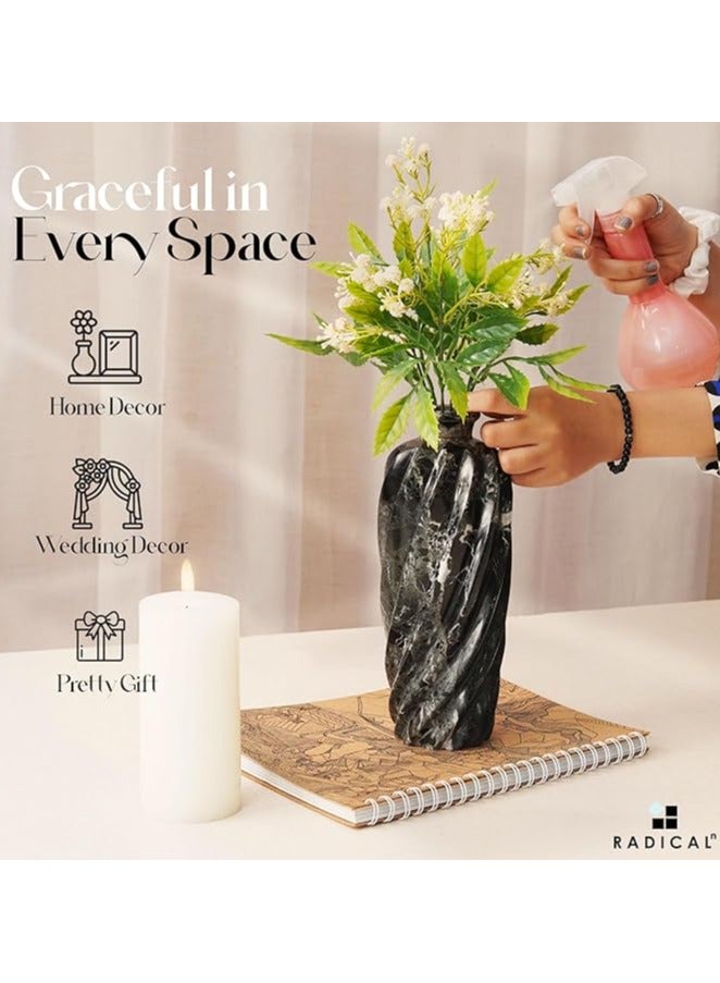 راديكالن مزهرية زهور من الرخام الأسود | وعاء أنيق مصنوع يدويًا، مقاس ١٠ بوصات، للزهور الطبيعية والاصطناعية. - Image 3