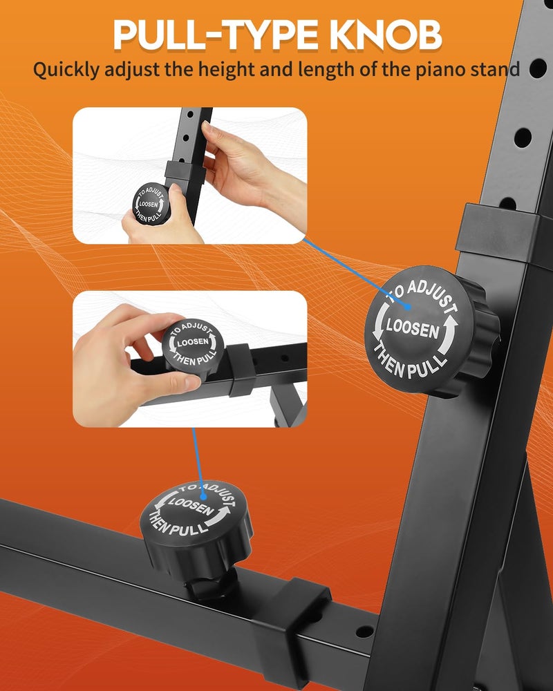 STRICH Piano Keyboard Stand Heavy Duty With Wheels and Stand Pads - Adjustable Portable Music Stand, Fits 54, 61, 88 Key Electric Pianos, Sturdy Musical Keyboard Stand, SKT-02S (Z-Style) - Image 5