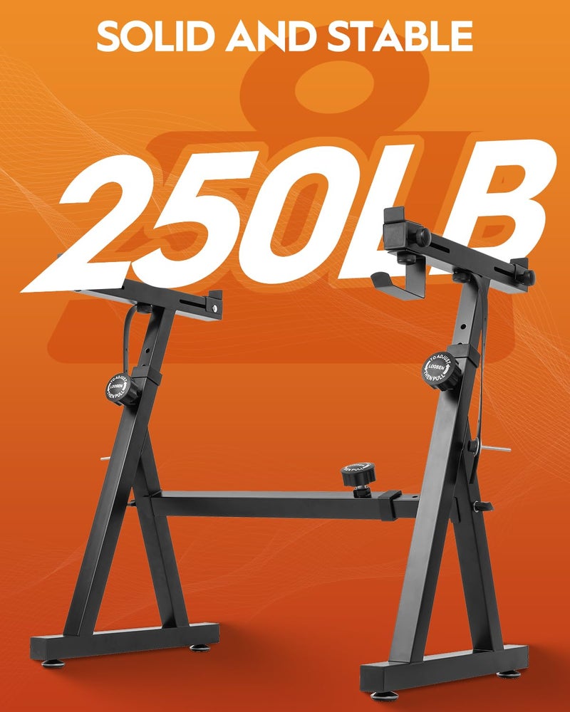 STRICH Piano Keyboard Stand Heavy Duty With Wheels and Stand Pads - Adjustable Portable Music Stand, Fits 54, 61, 88 Key Electric Pianos, Sturdy Musical Keyboard Stand, SKT-02S (Z-Style) - Image 4