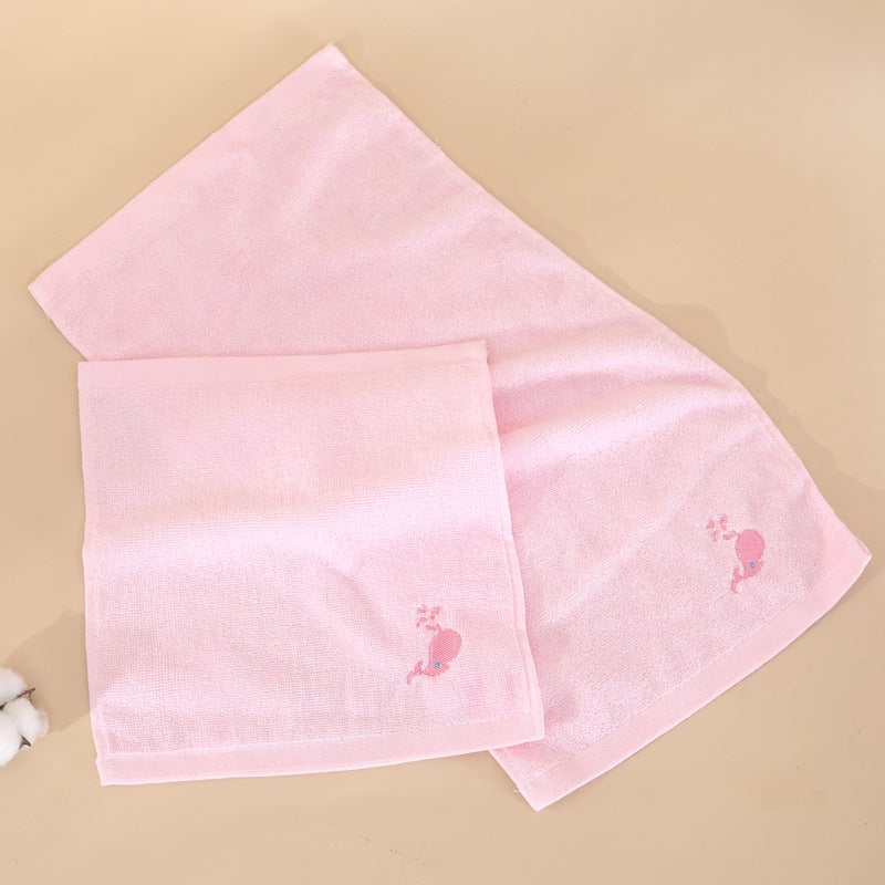 Pure Cotton Kids Towel Cartoon Embroidered Soft Thick Facecloth Puppet pink 