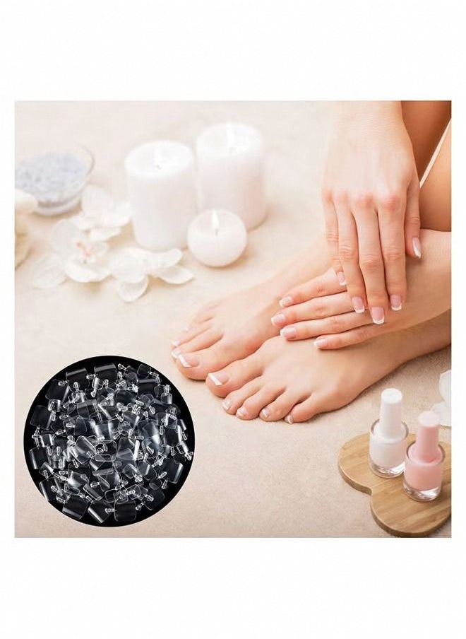 Generic - False Toenails Tip with Box 550 Pieces Acrylic Artificial Toenails French Full Cover Toe Art Nails Fake Tips for Women 10 Sizes for Nail Salon and DIY Foot Decoration Clear - Image 1