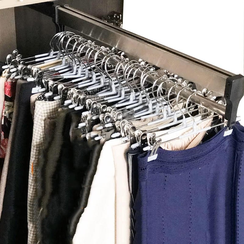 FKKPRVAX Closet Clothes Hanger Rail,Pull-Out Closet Rod 30-60cm,Wardrobe Clothing Rail,Closet Organizer Rack for Pants and Coat (450MM/17.7INCH) - Image 1