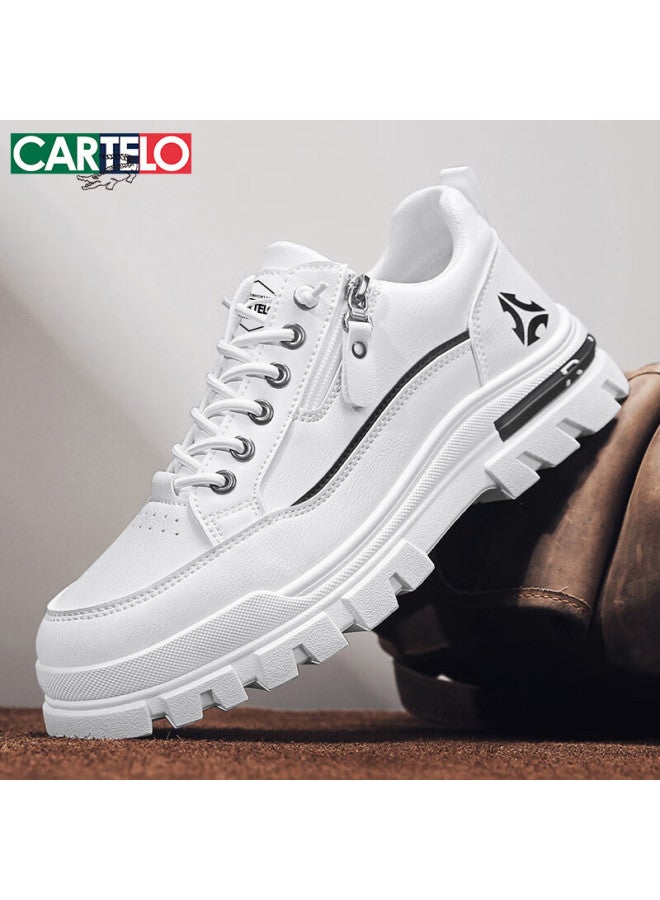 Cartelo Men's Spring  Work Casual Shoes Trendy Thick Sole Sneakers White Size 44 - Image 3
