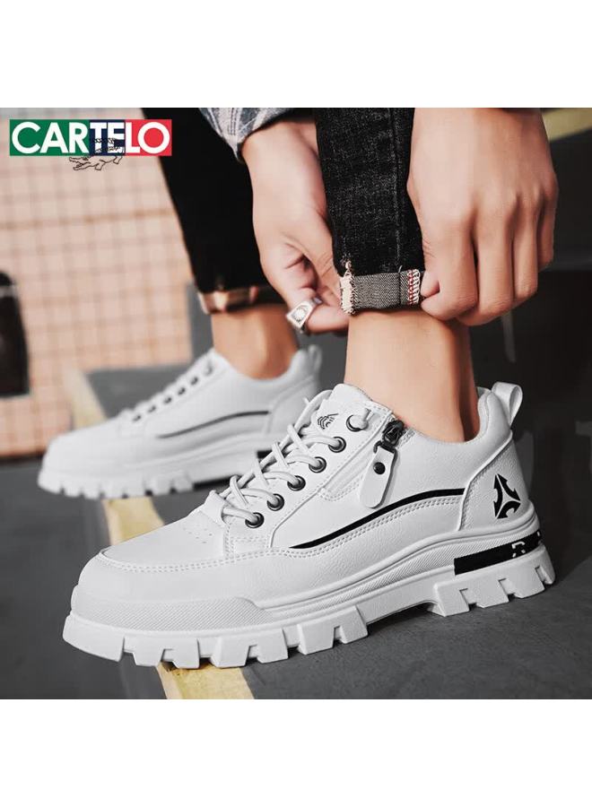 Cartelo Men's Spring  Work Casual Shoes Trendy Thick Sole Sneakers White Size 44 - Image 4