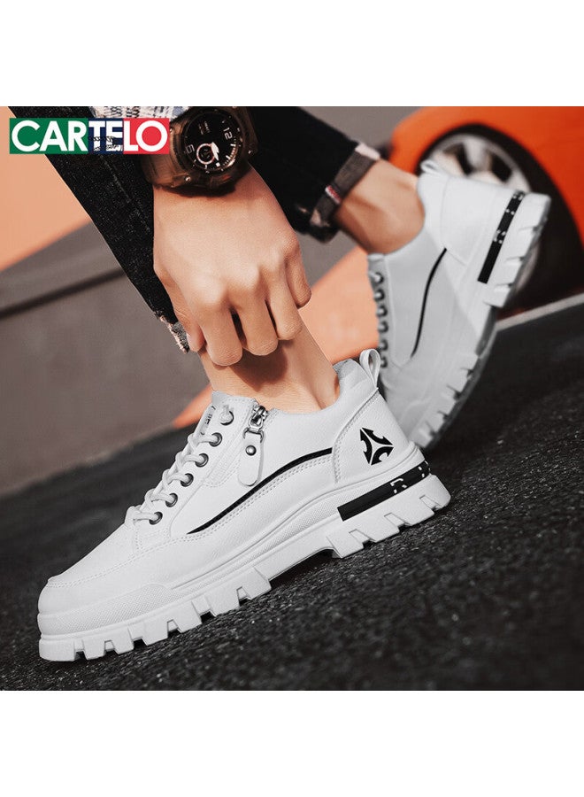 Cartelo Men's Spring  Work Casual Shoes Trendy Thick Sole Sneakers White Size 44 - Image 2