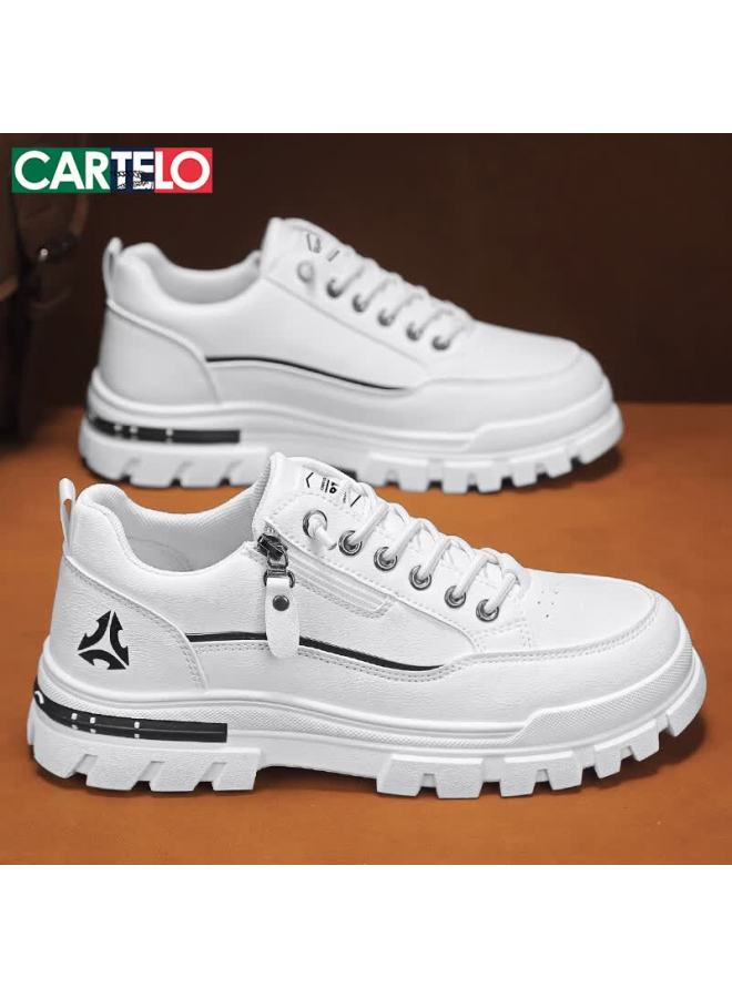 Cartelo Men's Spring  Work Casual Shoes Trendy Thick Sole Sneakers White Size 44 - Image 5