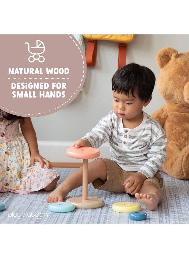 Play Platoon Wooden Rainbow Stacking Toy Ring Stacker, Educational Interactive Learning Toys, Create Stacks of Circles for Kids, Babies, Toddlers and Children - Image 5