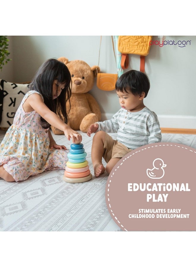 Play Platoon Wooden Rainbow Stacking Toy Ring Stacker, Educational Interactive Learning Toys, Create Stacks of Circles for Kids, Babies, Toddlers and Children - Image 4