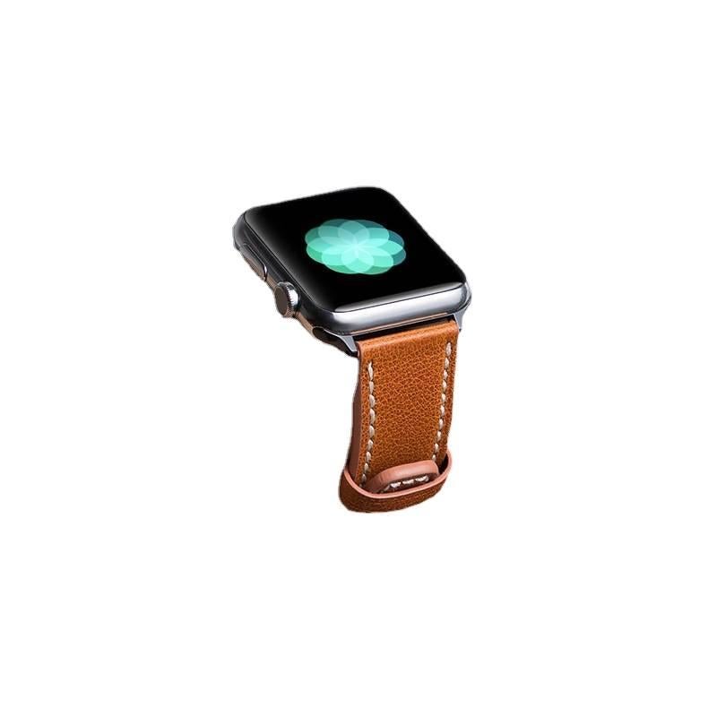 سوار ساعة ذكية سوار جلدي كلاسيكي متوافق باللون بني قابل للتعديل مع Apple Watch 38/40/41/42/44/45/49mm بملاءمة قابلة للتعديل وحزام بديل - Image 4