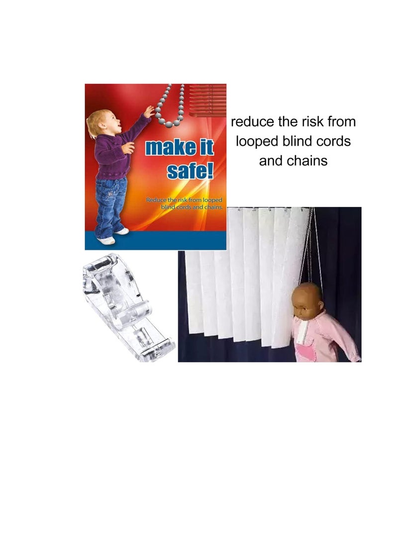 8 قطع مشابك أمان للستائر للسلك، سلسلة أمان شفافة لمثبت الستائر، خطاف تثبيت دليل السلك مشبك أمان P للستائر/الستائر - Image 4