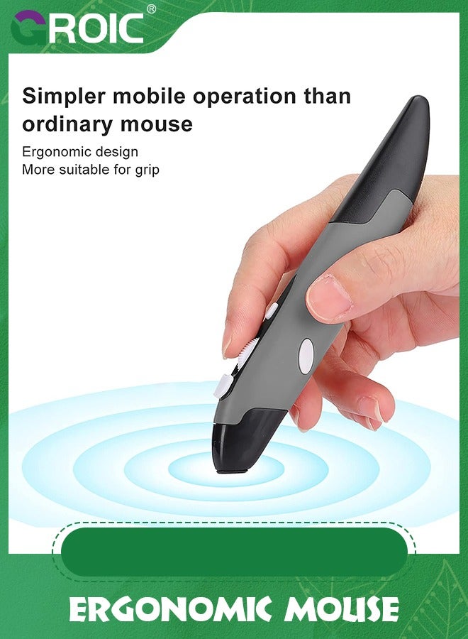 GROIC Grey Rechargeable Pocket Pen Mouse, Left/Right-Handed Wireless Optical Ergonomic Mouse with Stylus Function RGB Backlit Type-C  Micro USB Adapter for PC Laptop Notebook Mac - Image 5