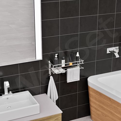 Well Set Stainless Steel Bathroom Shelf Single Layer | Wall Mount Shampoo & Bottle Holder | Multipurpose Storage Rack | Step Design | Medium Size | 40D x 40W x 5H cm - Image 5
