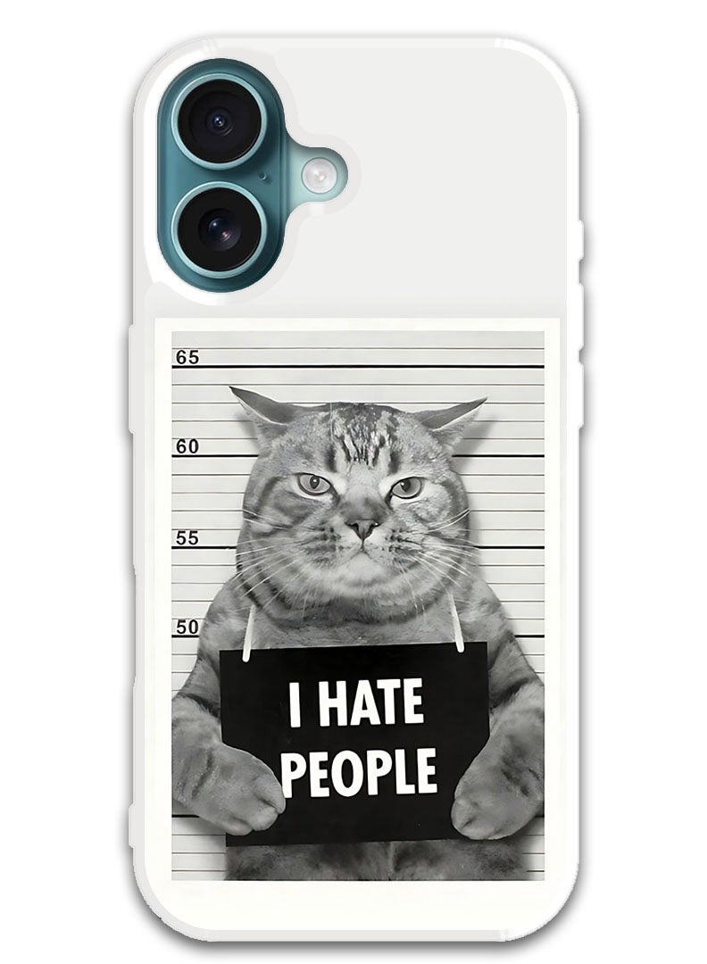 Theodor Protective Case Cover For APPLE IPHONE 16 Plus i Hate People (White Bumper) - Image 1