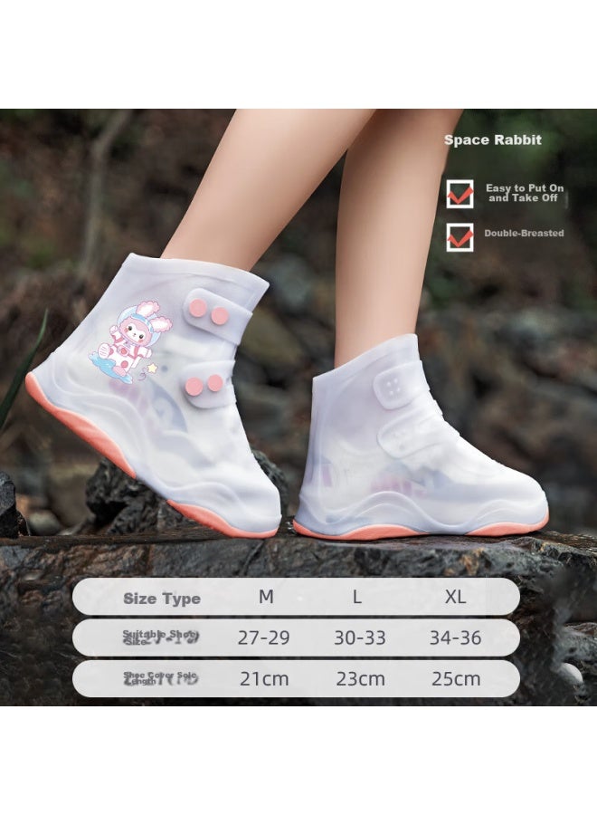 Tiantianzai Children's Rain Shoe Covers For Boys And Girls, Waterproof Shoe Covers, Portable, For Students On Rainy Days, Non-slip, Thickened, Wear-resistant, Reusable - Image 1