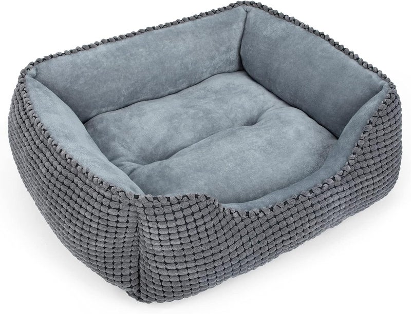 MIXJOY Dog Bed for Large Medium Small Dogs, Rectangle Washable Sleeping Puppy Bed, Orthopedic Pet Sofa Soft Calming Cat Beds Indoor Cats, Anti-Slip Bottom with Multiple Size (25'', Grey) - Image 1
