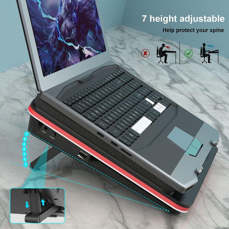 IETS GT500 Powerful Turbo-Fan (4200 RPM) Laptop Cooling Pad with Infinitely Variable Speed,Seal Foam for Rapid Cooling Gaming Laptop,Dust Filter for Protect Laptop,13-17.3inch Laptop Cooler - Image 5