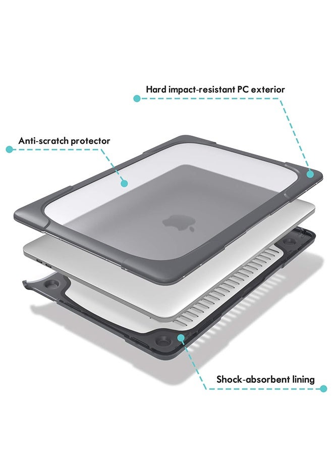 for MacBook Air 13 inch Case 2022 2023 2024 M3 A3113 M2 A2681 with Touch ID, Heavy Duty Plastic Hard Shell with TPU Bumper Fold Kickstand u0026 Keyboard Cover for MacBook Air 13, Gray - Image 5