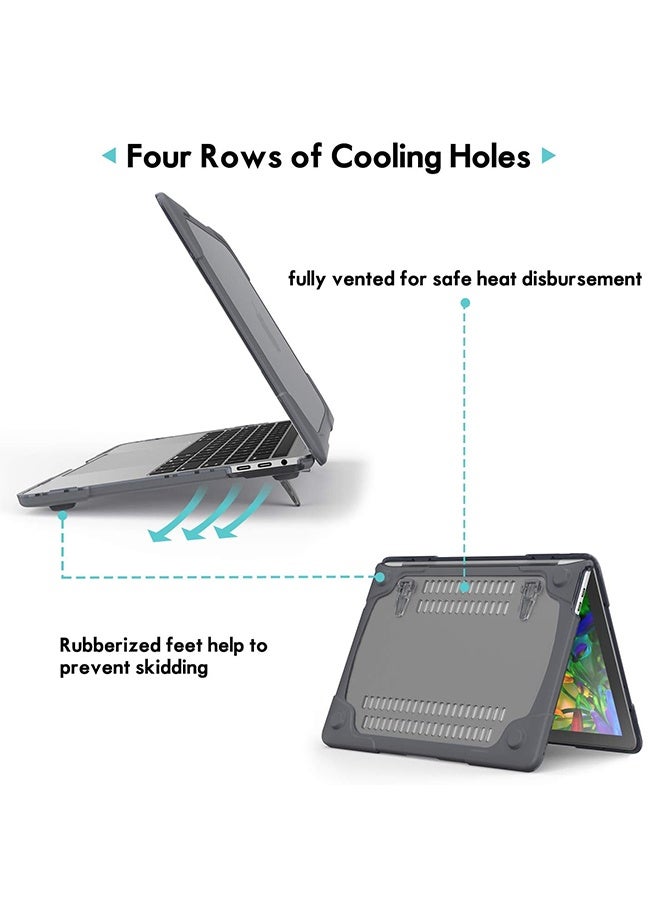 for MacBook Air 13 inch Case 2022 2023 2024 M3 A3113 M2 A2681 with Touch ID, Heavy Duty Plastic Hard Shell with TPU Bumper Fold Kickstand u0026 Keyboard Cover for MacBook Air 13, Gray - Image 4