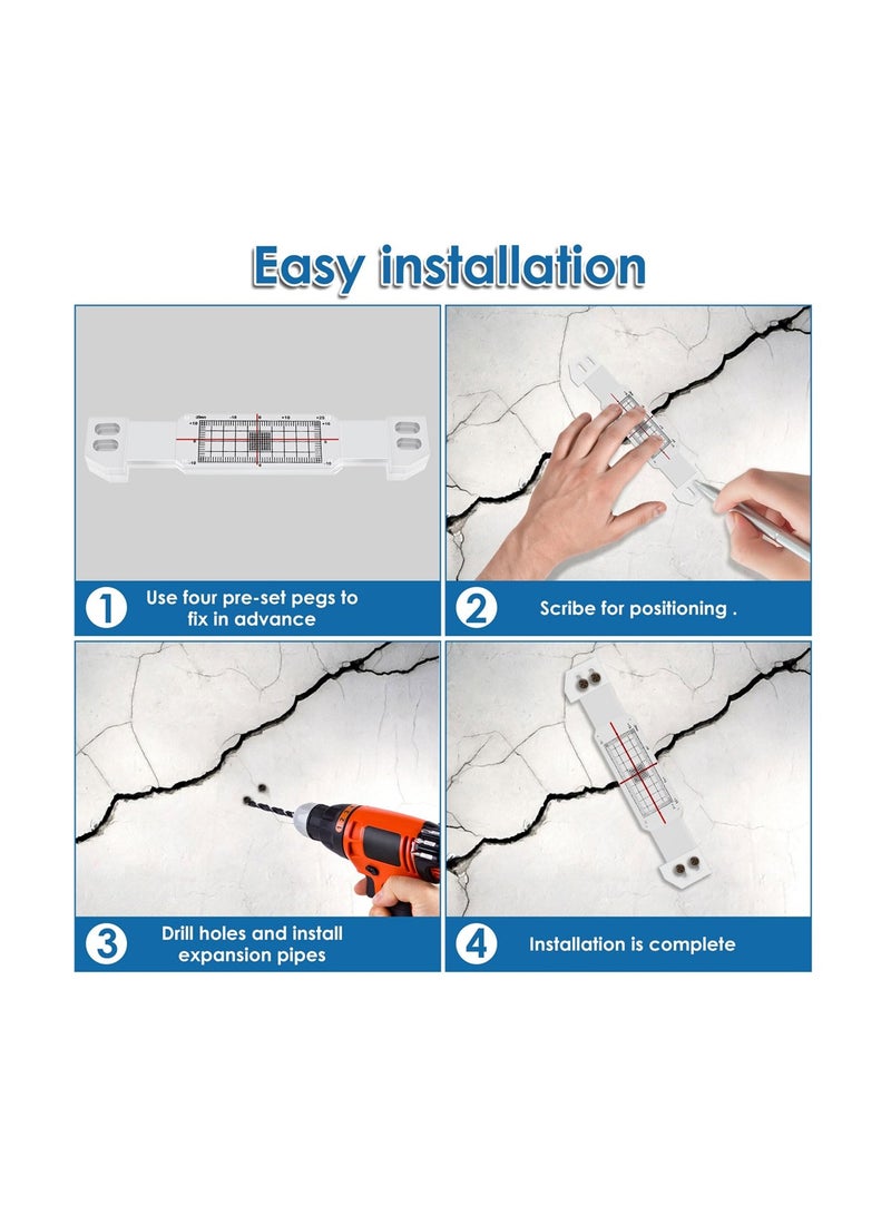 SYOSI Crack Monitoring Record, Standard Tell Tale Corner Crack Monitor for Recording Standard and Corner Cracks, Tell-Tale Crack Monitoring Device, Crack Monitor Gauge  - Image 4