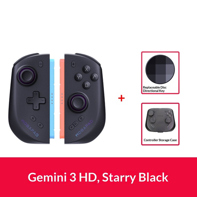 Mobapad M12hd Gemini 3 Split Wireless Game Controller for NS2 Joycon2 TMR Air Joystick HD Vibration, Black - Image 1