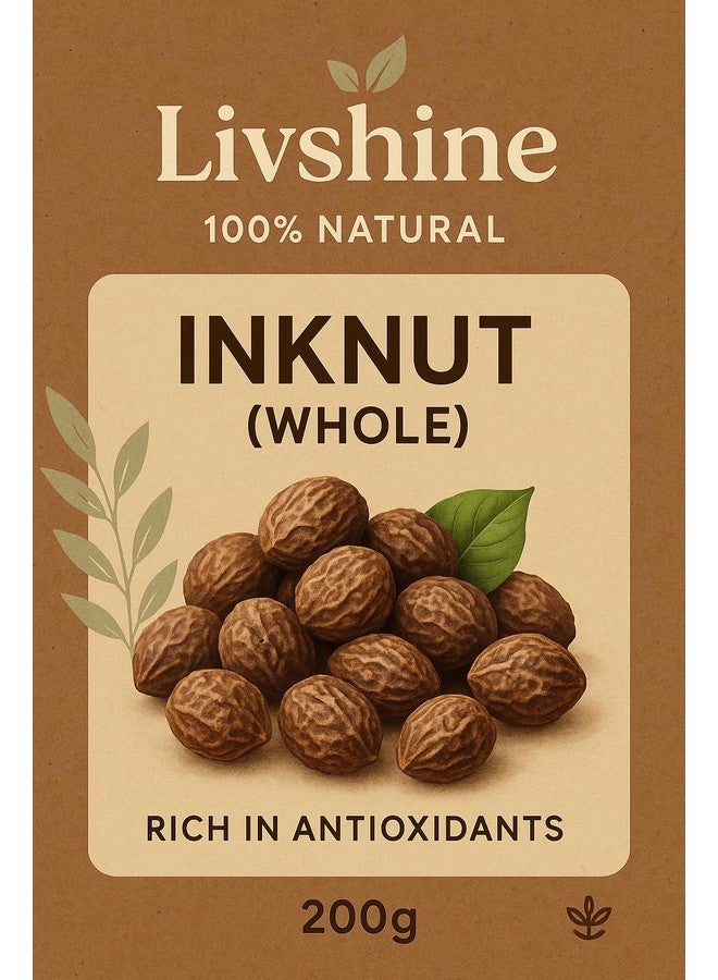 LivShine Natural Dried Whole Haritaki/Harad/Inknut for Dark Circles 200Gm - Image 1